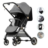 Cochecito de bebé plegable carrito de bebé Cochecito compacto: hasta 20 kg, Mango ajustable - Ruedas grandes de PU resistentes al desgaste - Bidireccional, Viene con tapete de algodón, mosquitero, portavasos y canasta de almacenamiento - details 2
