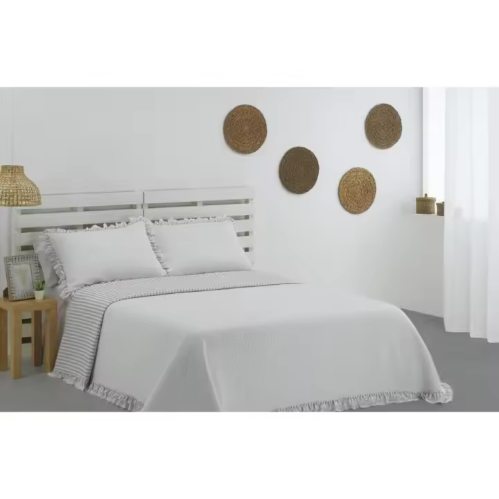 🌟 Colcha Bouti Reversible MANACOR Gris Perla de Dolz – Elegancia y Confort Todo el Año 🌟 - 1