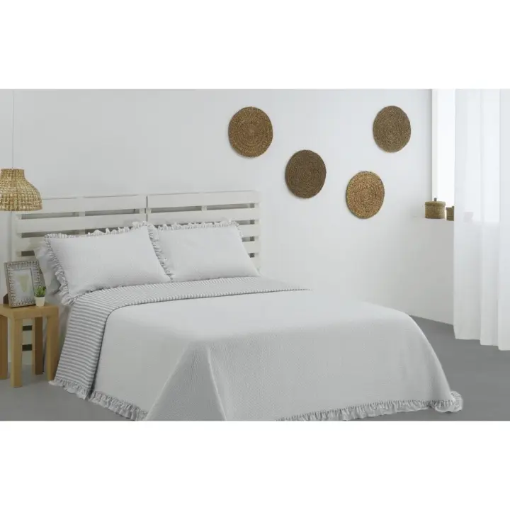 🌟 Colcha Bouti Reversible MANACOR Gris Perla de Dolz – Elegancia y Confort Todo el Año 🌟 - 1