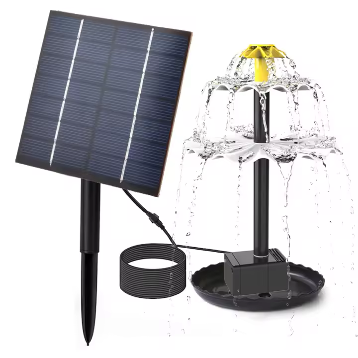 Bomba De Fuente Solar 2.5W Para Baño De Pájaros Con 9 Boquillas Bomba De Agua Solar Para Jardín Piscina Tanque De Peces Acuario - 1
