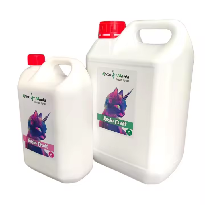 Resina Epoxi Resin Craft de Epoximania de alto brillo sin microburbujas y trasparente 5 kilos A+B - 1