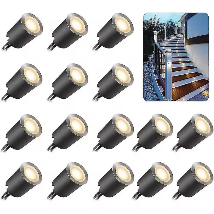 Conjunto de 16 focos al aire libre Recsses Led, Ip67 impermeable, 32mm, al aire libre Recsses focos para terraza de madera piscina jardín escaleras cubierta de madera - 1