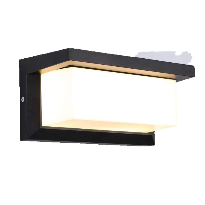 Aplique de pared LED para exteriores de 12 W, impermeable, IP66, Luz de pared cuadrada anthracita, aplique de pared with mamparo de metal, lámpara de pared LED Blanca Cálida para balcón, Cenador, puerta, Jardín, pasillo, utidad - 1