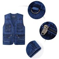 Chaleco De Hombre Azul Oscuro Con Multiple Bolsillos V-neck Sin Mangas Para Pesca Trucker Bicicleta Montañismo Casual Vestido De Verano - details 5