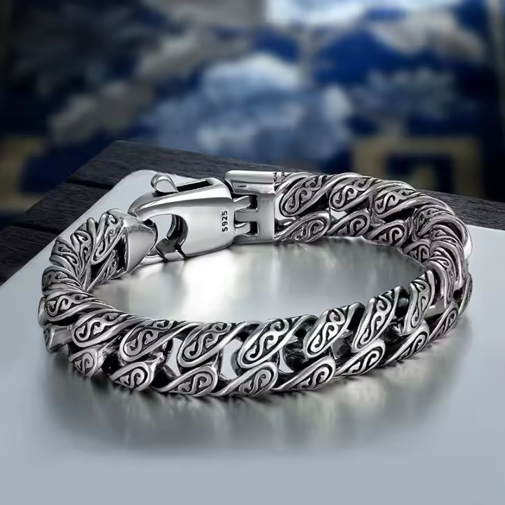 Pulsera Personalizada De Patrón De Hierba Tang Para Hombres Y Niños Joyería De Moda Hipster Callejera Para Mujeres Material Metálico Aleación De Cobre Estilo Vintage - 1