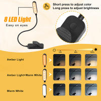 Lámpara De Lectura Amber Mini LED Recargable Con Clip Flexible Luz Nocturna Para Viaje Y Dormitorio Fuente De Alimentación USB - details 1