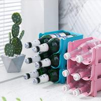 3 Pack Plastic Stackable Bottle Shelf,Refrigerator Organizer Kitchen Bottle Storage Rack Wine Holder Bottles Drinks Shelf Display Shelf - details 4