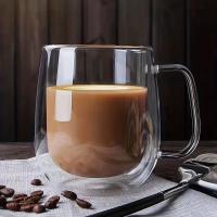 2pc Tazas De Café Expreso De Vidrio Doble Muralla Con Mano Transparente Para Bebidas Frías Leche Jugo Capacidad 150ml 250ml - details 6