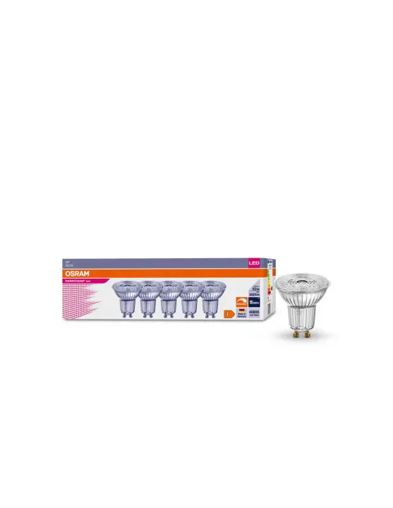 Pack 5 Bombillas LED GU10 regulables Equivalente a 50W - 4,5W Regulable, Luz neutra 4000K de Ledvance | LeonLeds - 1