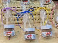 Nutella mini 25 gr. LOTE DE 10 unidades regalos para bodas detalles para niños niñas bodas cumpleaños comuniones fiestas infantiles regalos para bodas Candy Bar en bolsa de regalo con cuchara de madera y lazo de colores - details 5