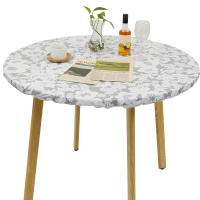 Mantel Redondo De PVC Elástico Impermeable Y Resistente Al Aceite Con Estampado Transparente Para Decoración Y Protección De La Mesa - details 9