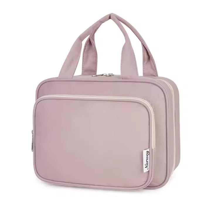 MOV-Neceser de viaje colgante para mujer, organizador de accesorios de maquillaje, color rosa empolvado - Tamaño mediano - 1