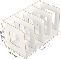 Estantería de libros, estante de escritorio de madera de bricolaje, almacenamiento de DVD, organizador de revistas, caja de almacenamiento de libros extraíbles a; 4 secciones para estudiantes, niños, adultos (blanco cálido) - details 3
