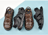 Zapatos De Cuero Genuino Para Hombres Sandalias Clásicas De Verano Para Exterior Caminar Transpirables Sandalias De Hombre - details 3