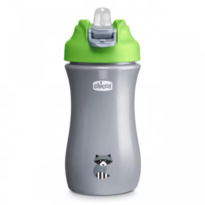 Chicco Botella Pop-Up 350ml Verde 2 Años - Vaso Evolutivo con Boquilla de Silicona - 1