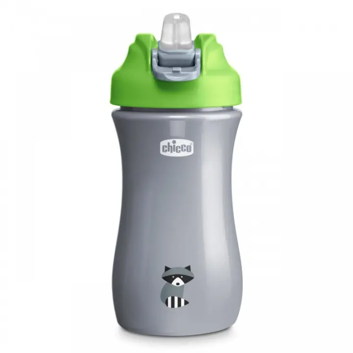 Chicco Botella Pop-Up 350ml Verde 2 Años - Vaso Evolutivo con Boquilla de Silicona - 1