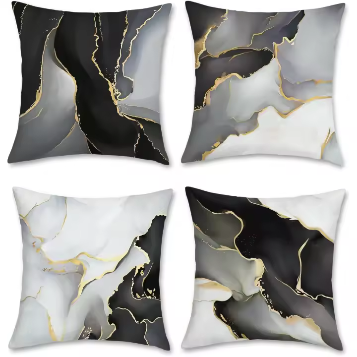 Funda De Almohada Textura de Mármol Moderno Terciopelo Suave Fundas Decorativos para Sofá Cama Hogar Patio Juego de 4 - 1