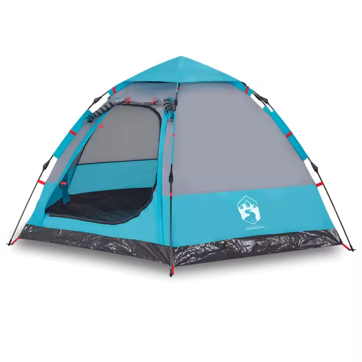 vidaXL Tienda de campaña cabaña 4 personas apertura rápida azul - 1