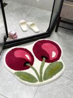 Alfombra de fieltro suave y cómoda con diseño de cerezas - 50x62cm (19,7x24,4 pulgadas) - Lavable a máquina, antideslizante, impermeable y duradera - Perfecta para el hogar, la cocina, el baño o la entrada - details 2