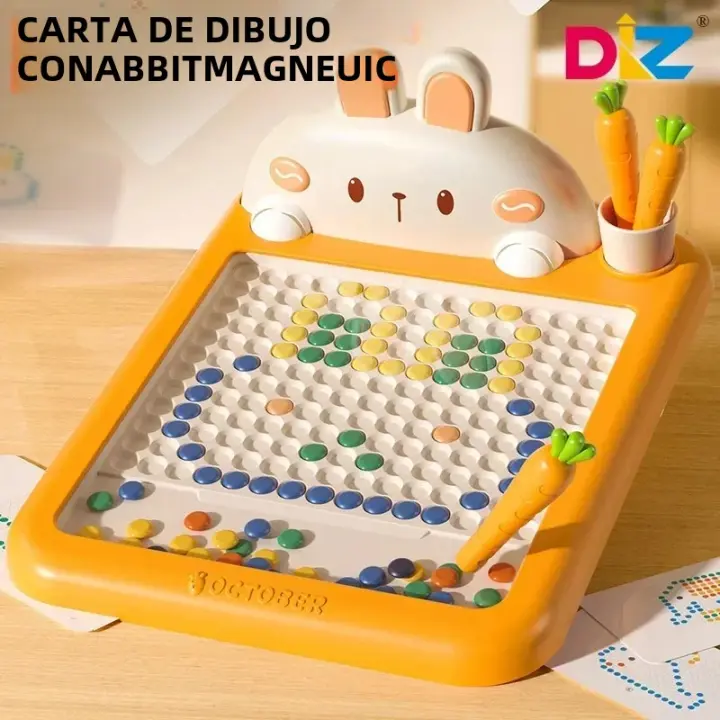 Tablero De Dibujo Magnético De Conejo Con Pluma De Zanahoria Juguete Reutilizable Para Niños Tablero De Dibujo Infantil Con Perlas Regalo Para Niños - 1