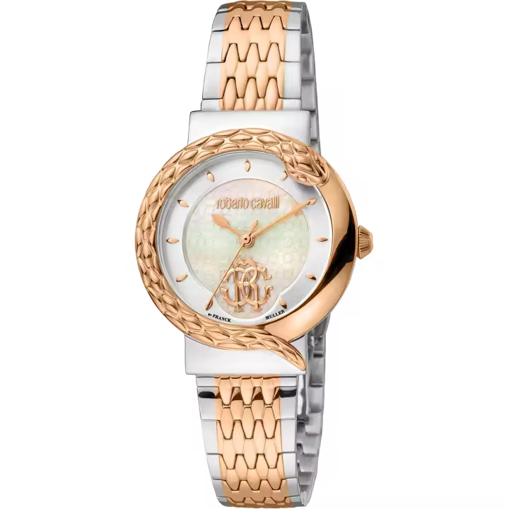 Reloj de pulsera Roberto Cavalli by Franck Muller - RV1L156M1111 correa color: Oro rosa Gris plata Dial Mother of Pearl Nácar Blanco antiguo Mujer - 1