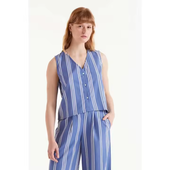 Compañia Fantastica Top Mujer Rayas Azules - 1