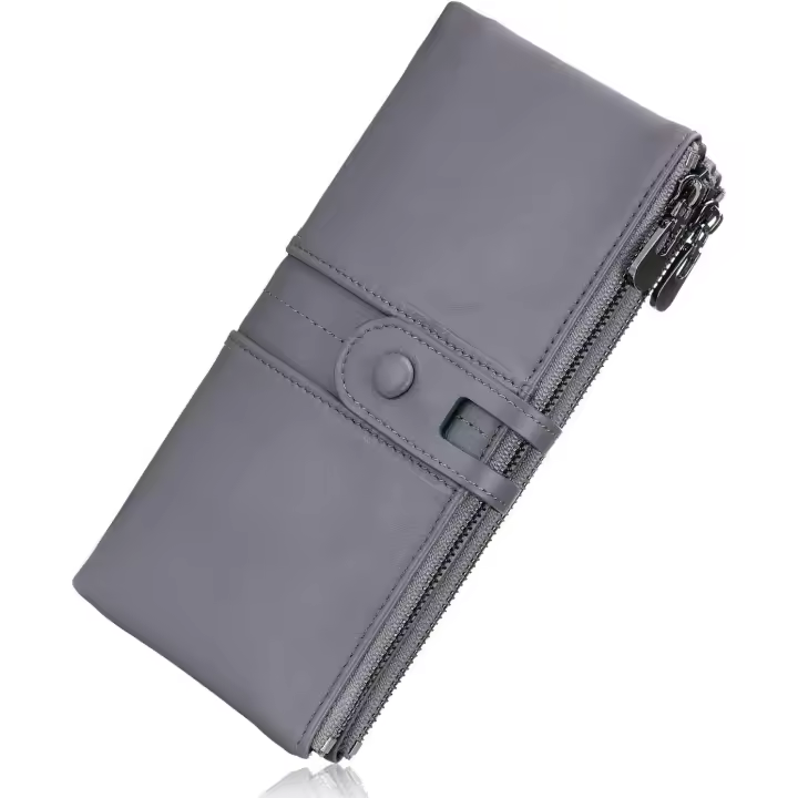 Cartera de Piel con Cremallera para Mujer con RFID Bloqueo,Monederos para Mujer Cartera de Mujer de Gran Capacidad de Cuero Genuino de Mujer - 1