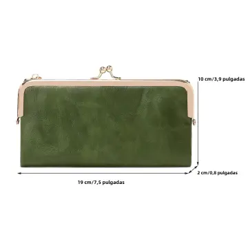 MIYIN-cartera Pequeña De Cuero Para Mujer, Monedero Vintage Plegable Compacto Con Cremallera Y Cierre De Beso