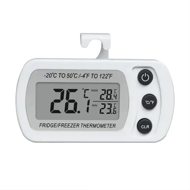 Termómetro digital para refrigerador, termómetro impermeable para gelador con gancho, tres formas de Colocación, Pantalla LCD conveniente de Leer, función de Registro Máximo/mínimo, ideal para el hogar, restorante - 1