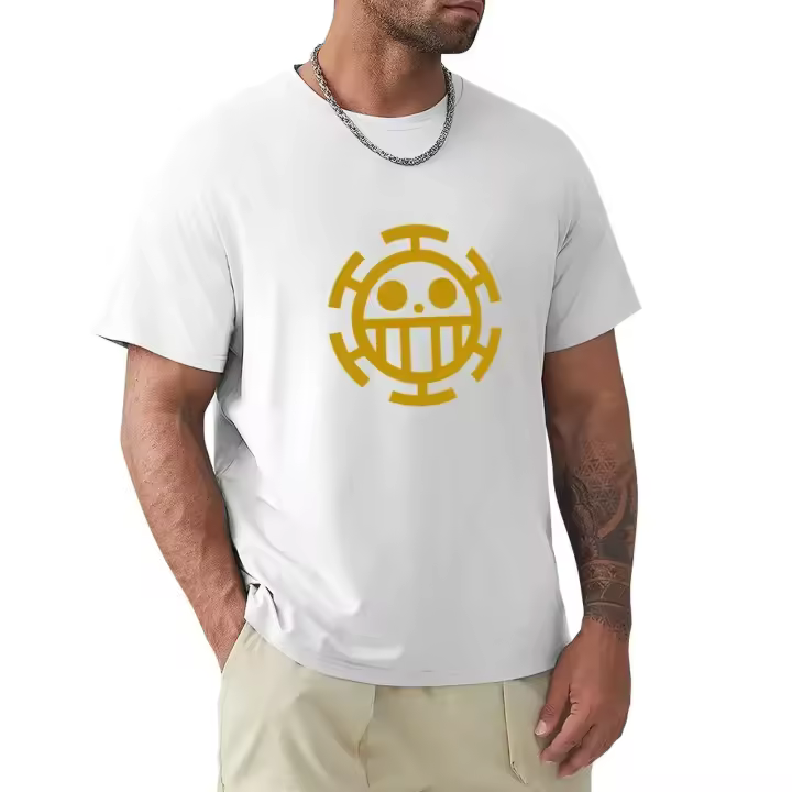 Camiseta De Algodón Trafalgar Law Jolly Roger Para Hombres Estilo Harajuku Divertida Y Casual Tejido De Poliéster Y Algodón Cuello Redondo Manga Corta Para Todo El Año - 1