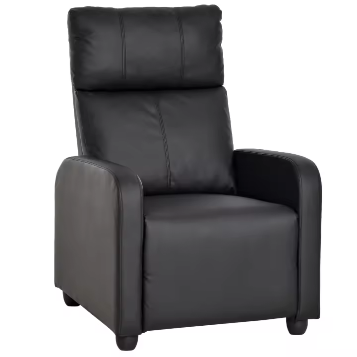 HOMCOM Sillón de relax Sillón de descanso Sillón de televisión Sillón con función reclinable Cuero sintético (Negro) - 1