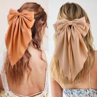 3Pcs Clip Para El Cabello Elegante De Lazo Grande En Satén Para Mujer Accesorios De Cabello Simples Y Solos Barretas De Moda - details 4