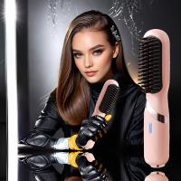 Planchas del pelo，Cepillo de alisado de pelo recargable USB [1pc], Cepillo de alisado de pelo recargable USB, control de temperatura de 3 velocidades, calentamiento rápido, volumen anti-aplastado, tecnología de iones negativos - details 1