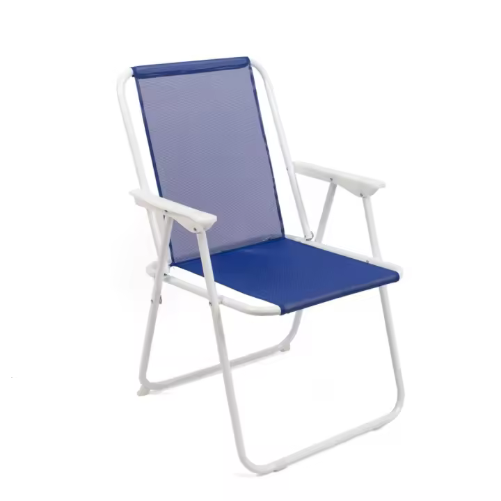 STARLEY-Silla de Playa Plegable Estructura Metal Blanco y Asiento de Poliéster,máx.110kg,Silla Para Exteriores,Playa, Jardín, Terraza,41x52x75cm - 1
