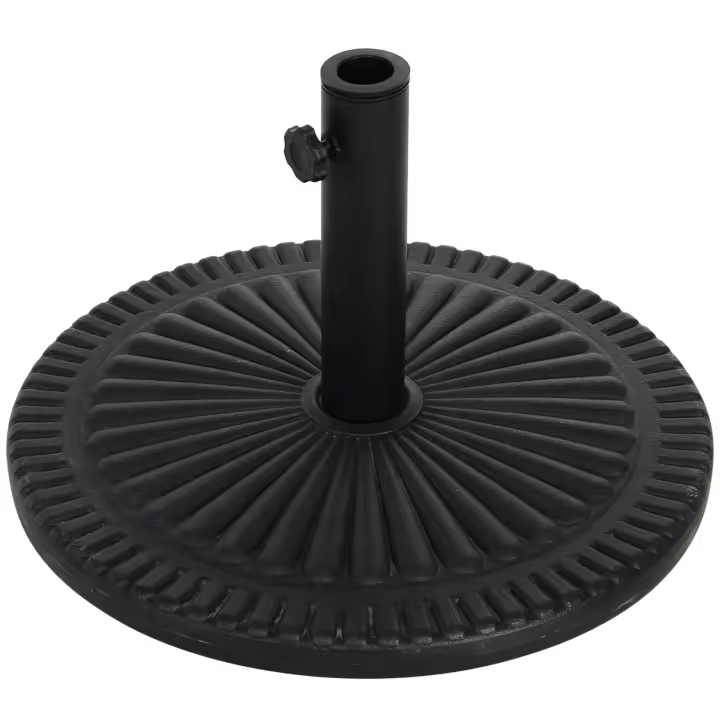 Outsunny Base para Sombrilla de Jardín Peso Neto 15 kg Soporte de Parasol Apto para Postes de 35mm/38mm/48mm Rellena de Cemento Metal para Terraza Exterior Ø49x32 cm Negro - 1