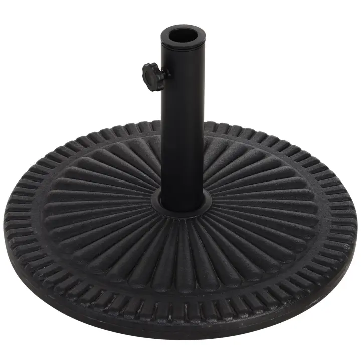 Outsunny Base para Sombrilla de Jardín Peso Neto 15 kg Soporte de Parasol Apto para Postes de 35mm/38mm/48mm Rellena de Cemento Metal para Terraza Exterior Ø49x32 cm Negro - 1