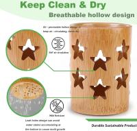 Porta Cepillo De Dientes De Bambú Con Soporte Para Vaso Y Drenaje Para Baño Y Oficinas Suministros De Decoración Y Organización - details 3