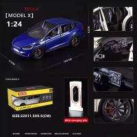 Nueva Modelo De Coche De Aleación Tesla X a Escala 1:24 Con Sonido Y Luz Juguete Eléctrico De Metal Para Niños Colección Decoración Regalo - details 6