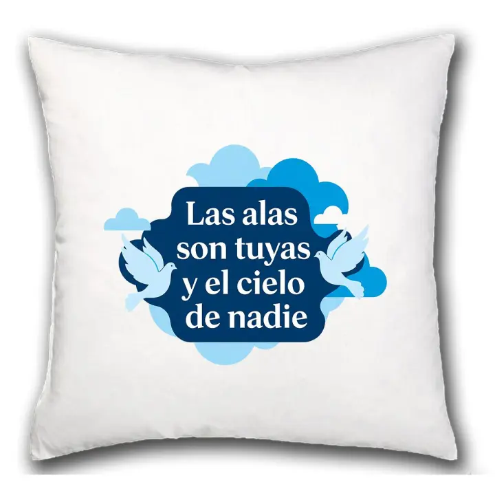 MERCHANDMANIA Cojín frase motivadora inspiracion cielo alas sueños hogar comodo cussion - 1