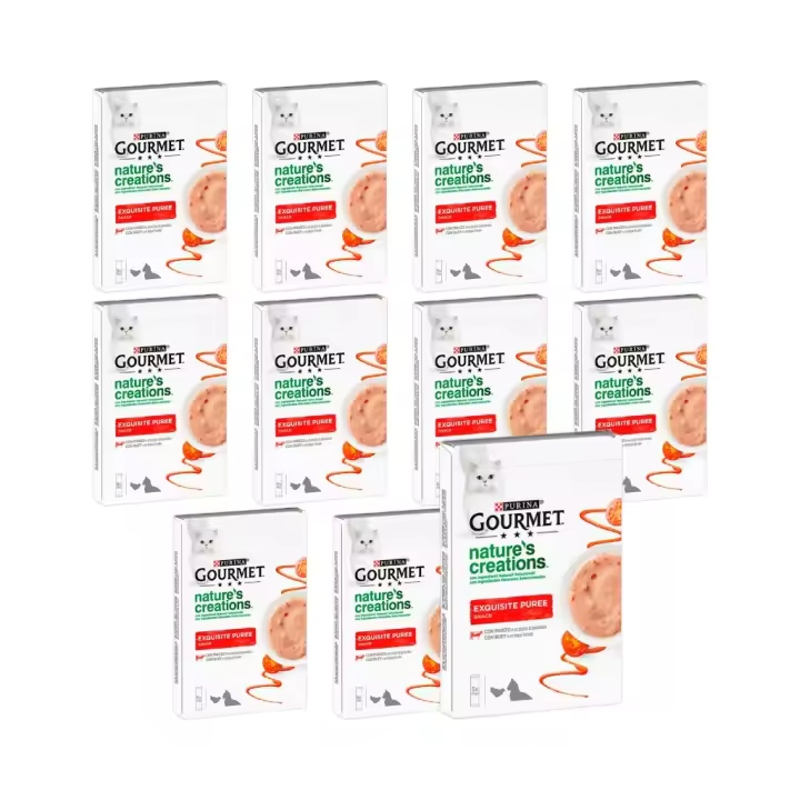 GOURMET - Nature´s Creations (55x10 gr) - Exquisito Snack en Puré liquido con Buey y Tomate (11 Cajas de 5x10 gr) - 1
