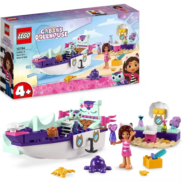 LEGO 10786 Casa de muñecas de Gabby Barco y SPA de Gabby y Siregata, Juguete para Construir y salón de Belleza, Minifiguras y Accesorios de la Serie Dollhouse para niñas y niños de 4+ años - 1