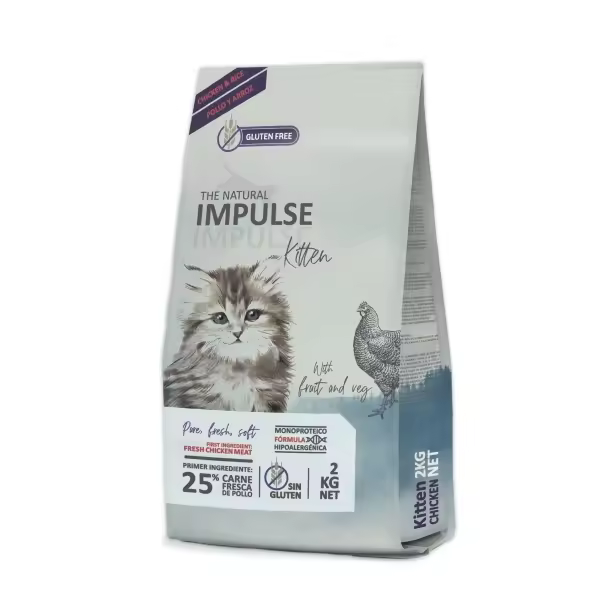 The Natural Impulse KITTEN Comida para Gatos con Pollo Fresco y Arroz 2kg - 1