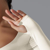 Yoga manga larga ajustado Sexy transpirable secado rápido deporte sujetador gimnasio Push Up a prueba de golpes alta intensidad Pilates ropa mujeres - details 25