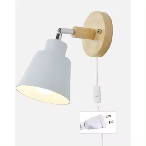 Aplique de pared con interruptor - Lámpara de noche moderna de madera, E27, adecuada para sala de estar - 1
