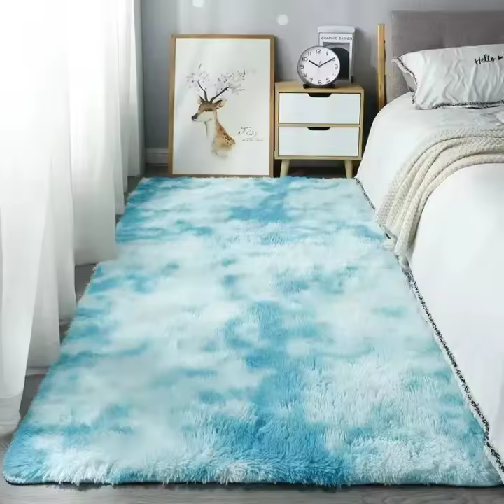 VIKAMA Alfombra De Seda Y Lana Moderna Para Dormitorio Y Sala De Estar Alfombra De Lado Del Cama Suave Y Cómoda No Perde Cabello Alfombra Interior Antideslizante Resistente Al Agua Y Al Desvanecimiento - 1