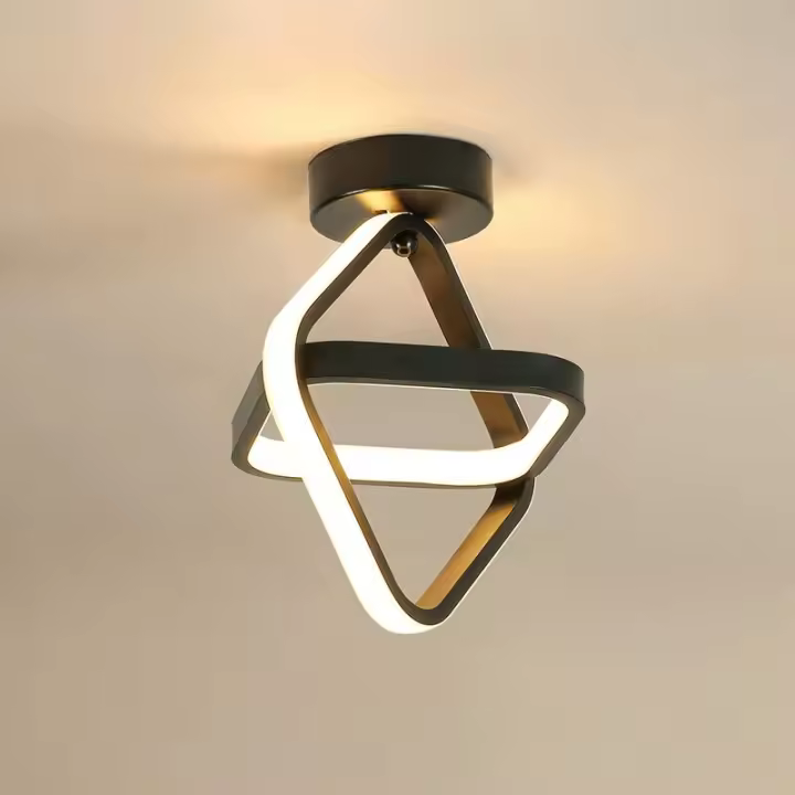 Lámpara de Techo LED Moderna Luz Cálida Blanca 3000K Geometría Cuadrada 21W 2700LM Iluminación para Pasillo y Decoración Negra - 1