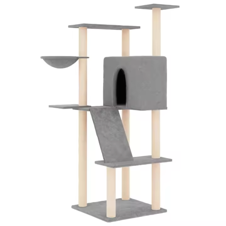 Rascador para Gatos con postes de ISAL gris Claro 143 cm - 1