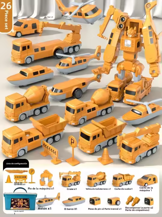 Juguetes Magnéticos Para Niños Bloques De Construcción Juguetes Educativos De Vehículos De Construcción Y Robótica Regalo De Cumpleaños - 1