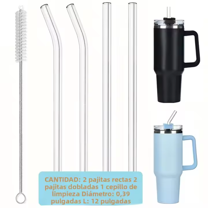 Pajillas Reutilizables De Vidrio De 8-12 Pulgadas Para Stanley Tumbler De 20 a 40 Oz Accesorios Para Vaso Stanley Lavable En Lavavajillas - 1