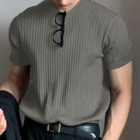 Camiseta De Verano Para Hombre Lujo Ligero Suéter De Lana Estilo Coreano Cuello Redondo Manga Larga Color Sólido Suave Básico Popular - details 6